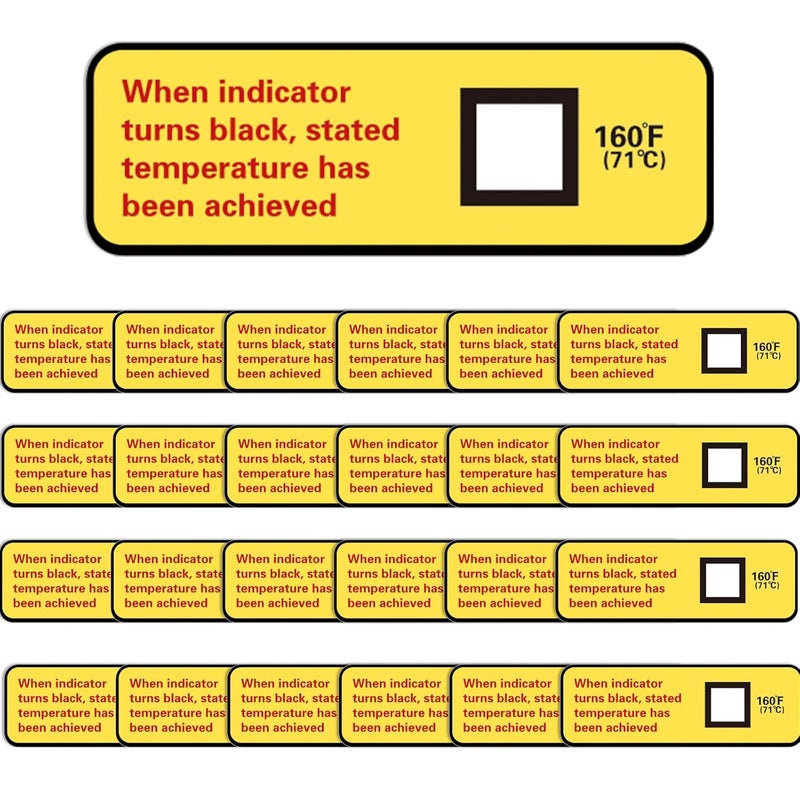 Copkim 48 Count Dishwasher Temperature Test Strips 160℉/71℃ Bulk Heat Test Labels for Commercial Home Dishwashers Waterproof Adhesive Stickers - Image 1
